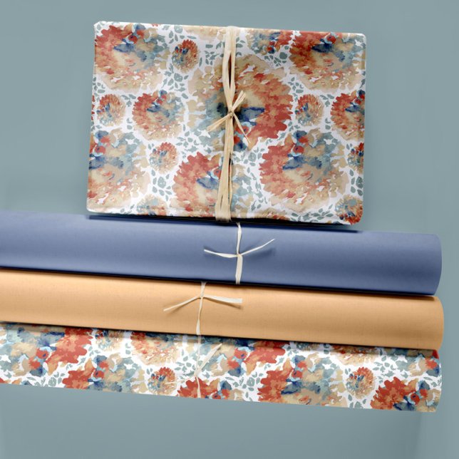 Watercolor Hydrangeas Trio Fall Palette Wrapping Paper Sheets (Watercolor Hydrangeas Trio Fall Palette Wrapping Paper Sheets by Studio Posies.)