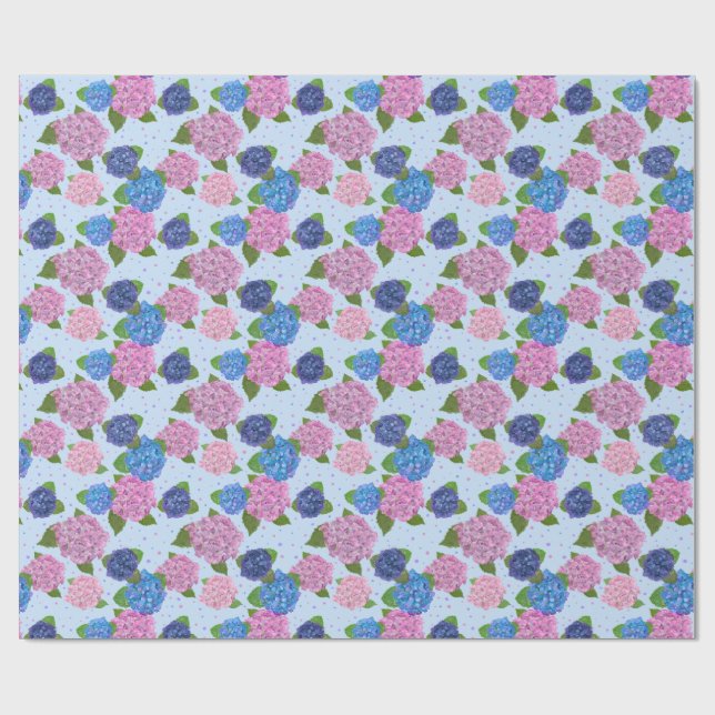 Watercolor Hydrangeas Wrapping Paper (Flat)