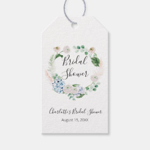 Watercolor Hydrangeas Wreath Bridal Shower Gift Tags