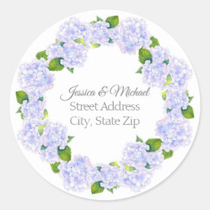 Watercolor Hydrangeas Wreath Classic Round Sticker