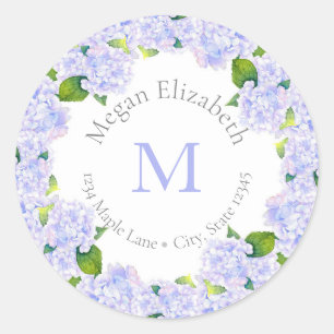 Watercolor Hydrangeas Wreath label