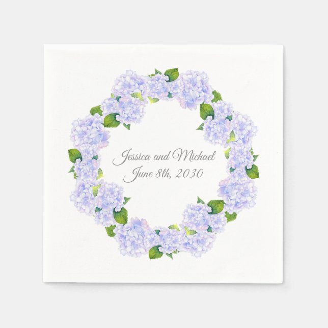 Watercolor Hydrangeas Wreath  Napkins (Front)