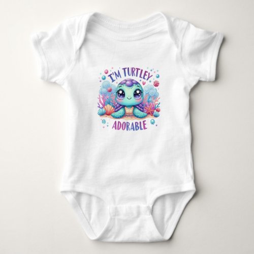 Watercolor i am turtley cute sea turtle pastel baby bodysuit