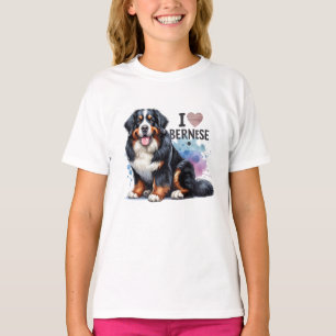 Watercolor I Love My Bernese Mountain Dog T-Shirt