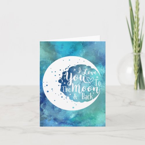 Watercolor _ I love you to the moon  back Holiday Card