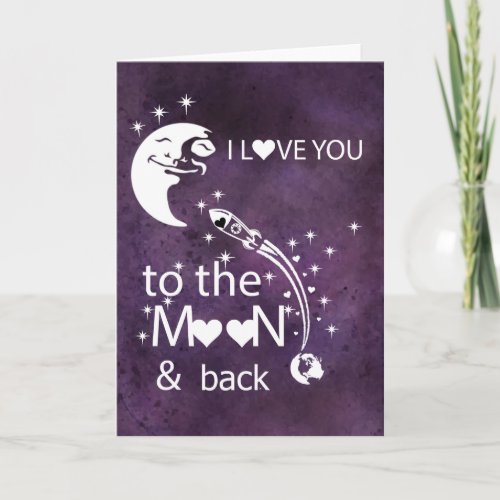Watercolor _ I love you to the moon  back Holiday Card