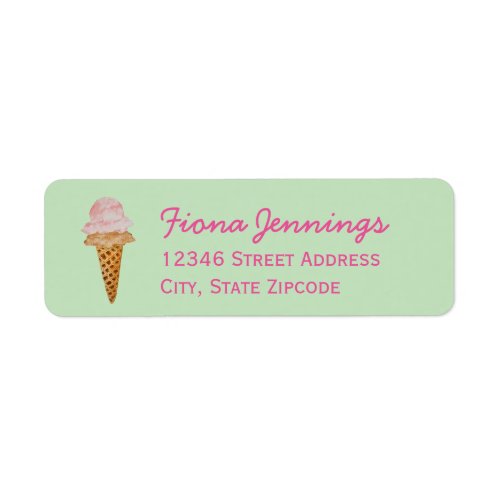 Watercolor Ice Cream Address Labels mint green