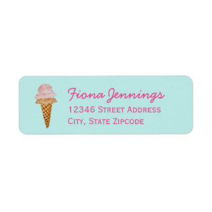 Watercolor Ice Cream Address Labels (turquoise)