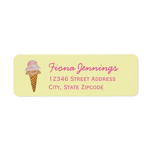 Watercolor Ice Cream Address Labels (yellow) (Front)
