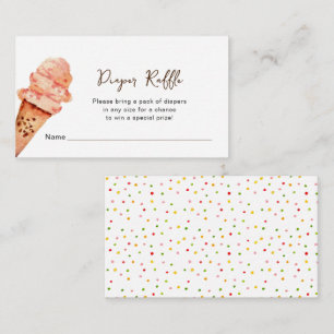 Watercolor Ice cream Baby shower Diaper Raffle Enclosure Card
