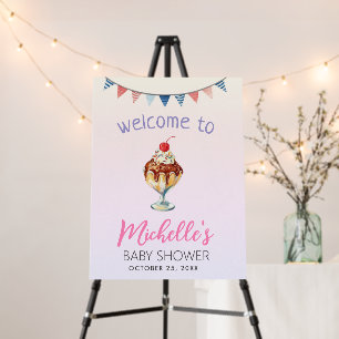 Watercolor Ice Cream Baby Shower Welcome Sign     