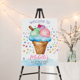 Watercolor Ice Cream Baby Shower Welcome Sign