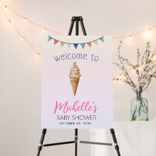 Watercolor Ice Cream Baby Shower Welcome Sign