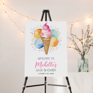 Watercolor Ice Cream Baby Shower Welcome Sign