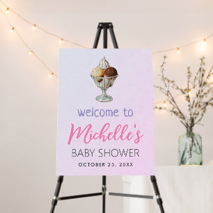 Watercolor Ice Cream Baby Shower Welcome Sign