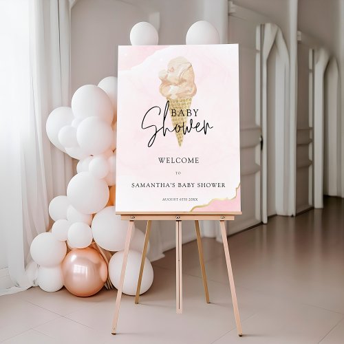 Watercolor Ice Cream Baby Shower Welcome Sign