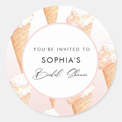 Watercolor Ice Cream Bridal Shower Envelope Seals