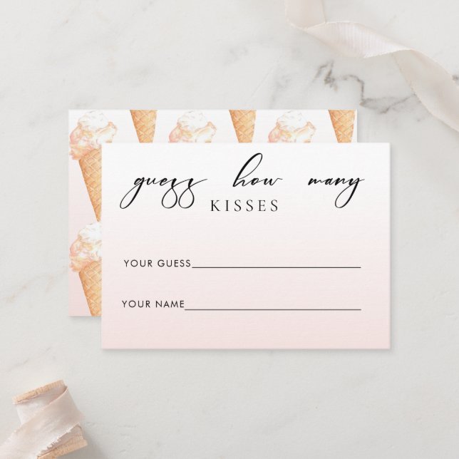 Watercolor Ice Cream Bridal Shower Game Card (Front/Back In Situ)