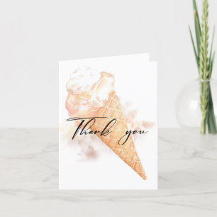 Watercolor Ice Cream Bridal Shower Letterpress Thank You Card