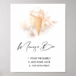 Watercolor Ice Cream Bridal Shower Mimosa Bar Sign<br><div class="desc">She's been scooped up! This elegant collection of Bridal Shower stationary features a watercolor ice cream design. It is accented by a modern script and blush pink. Modern gold splashes and ice cream are sure to wow the bride!</div>