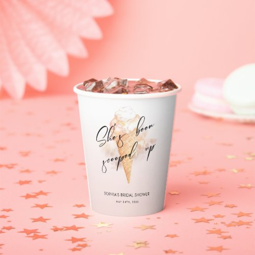 Watercolor Ice Cream Bridal Shower   Paper Cups
