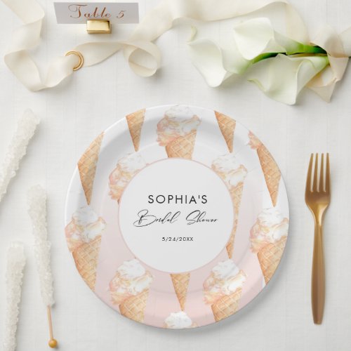 Watercolor Ice Cream Bridal Shower  Paper Plates