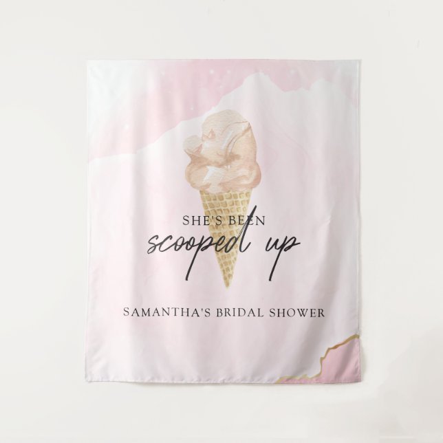 Watercolor Ice Cream Bridal Shower Photo Backdrop (Front)