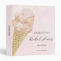 Watercolor Ice Cream Bridal Shower Recipes 3 Ring Binder
