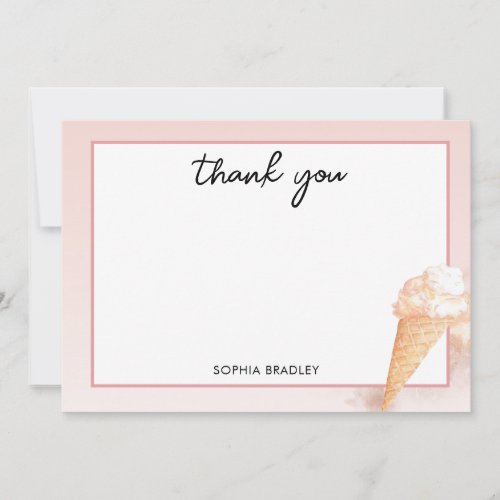 Watercolor Ice Cream Bridal Shower Thank You Card