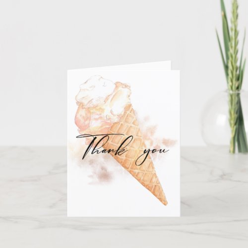 Watercolor Ice Cream Bridal Shower Thank You Card
