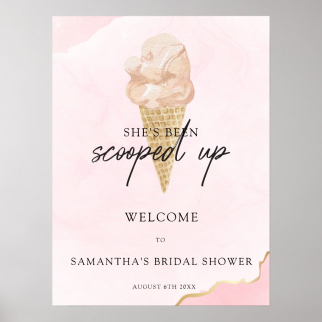 Watercolor Ice Cream Bridal Shower Welcome Sign (Front)
