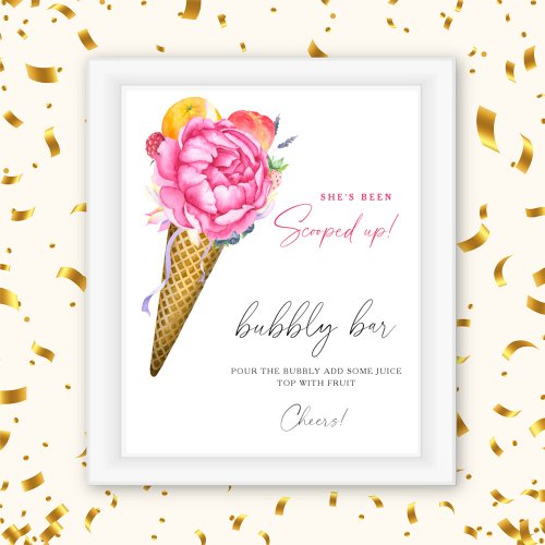 Watercolor ice cream _ bubbly bar poster