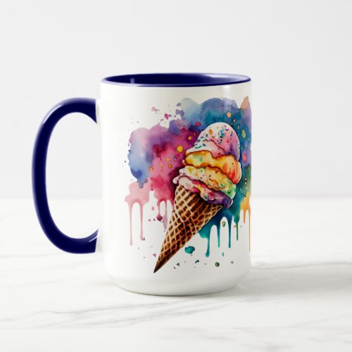 Watercolor Ice Cream Cone Mug