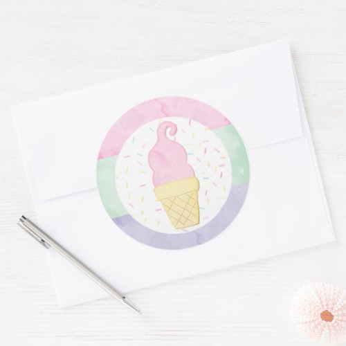Watercolor Ice Cream Cone Sprinkles Envelope Seal