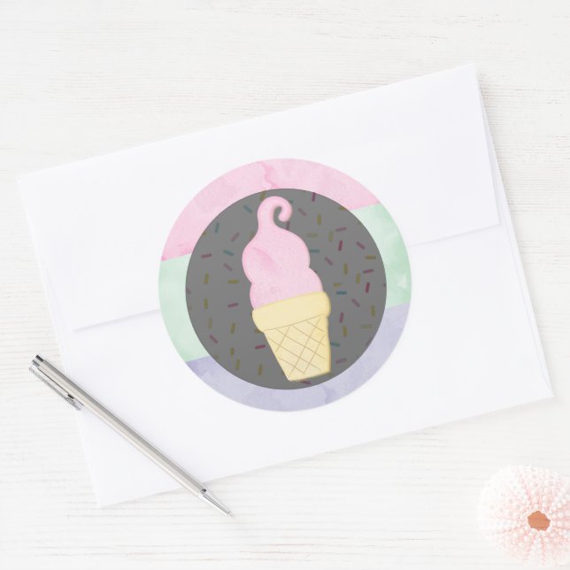 Watercolor Ice Cream Cone Sprinkles Envelope Seal (Envelope)