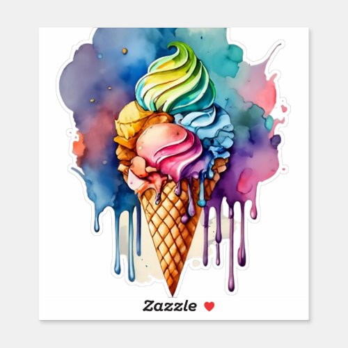 Watercolor Ice cream cone Sticker
