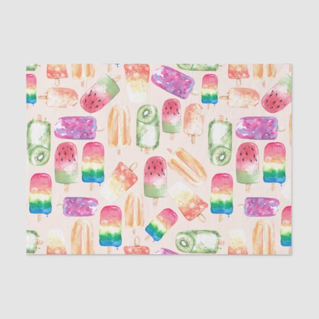 Watercolor Ice-cream Coral Tissue Paper (Front)