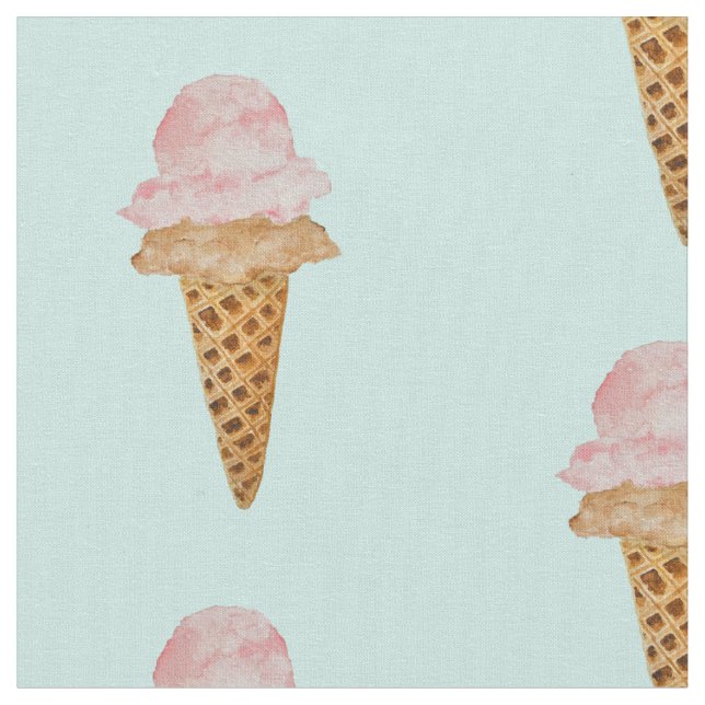 Watercolor Ice Cream Fabric (turquoise) (Close Up)