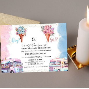 Watercolor Ice Cream Guess the gender reveal Invitation