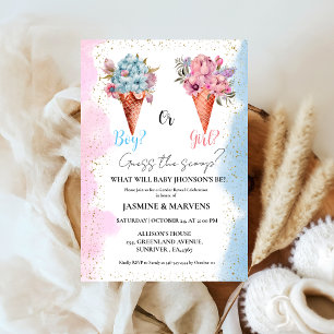 Watercolor Ice Cream Guess the gender reveal Invitation
