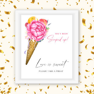 Watercolor ice cream - love is sweet take a treat poster
