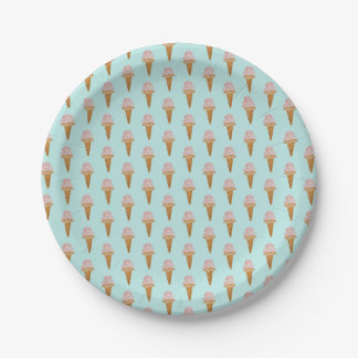 Watercolor Ice Cream Paper Plate (turquoise)