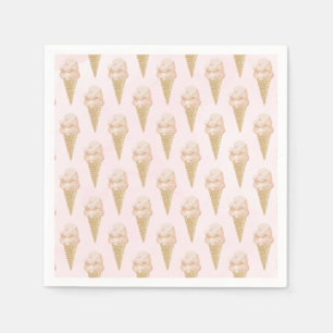 Watercolor Ice Cream Pattern Summer Napkins