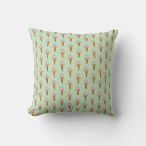 Watercolor Ice Cream Pillow mint green