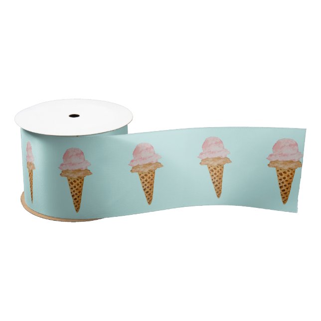 Watercolor Ice Cream Ribbon (turquoise) (Spool)