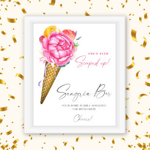 Watercolor ice cream - sangria bar poster