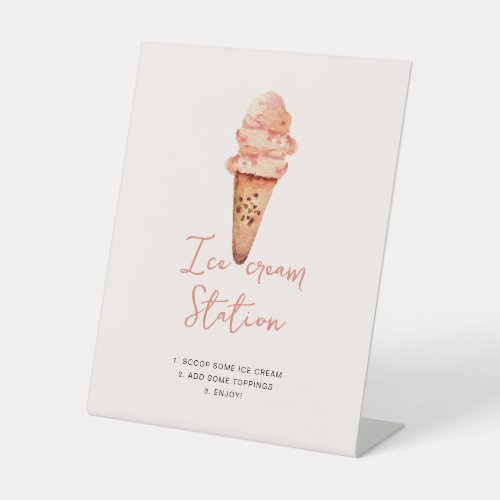 Watercolor Ice Cream stationbar  Pedestal Sign