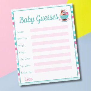 Watercolor Ice Cream Sundae Baby Guesses Flyer