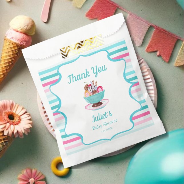 Watercolor Ice Cream Sundae Baby Shower Favor Bag (Creator Uploaded)