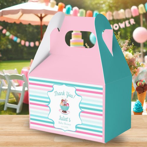 Watercolor Ice Cream Sundae Baby Shower Favor Boxes